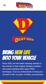 New Life Dent Repair Website Mobile